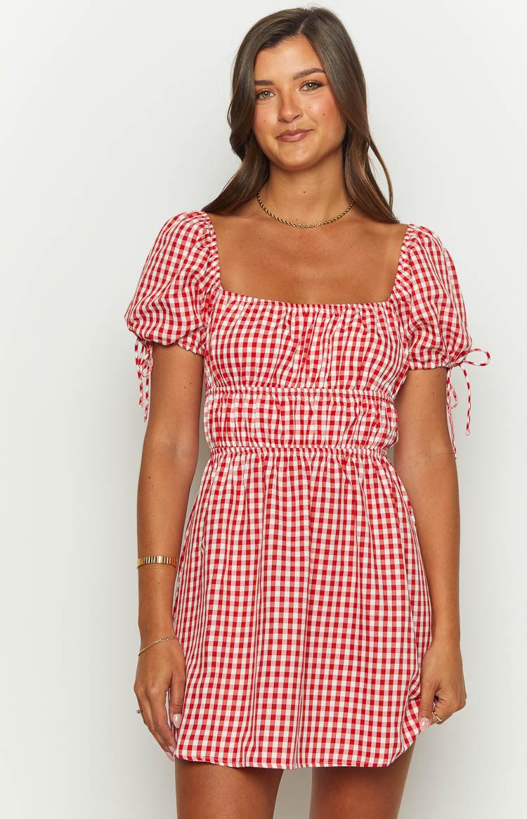 I'm Yours Red Gingham Mini Dress Product Image