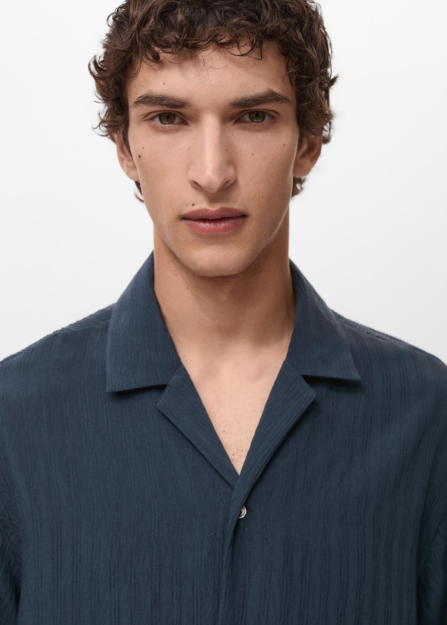 Striped embroidered shirt - Men | MANGO USA Product Image