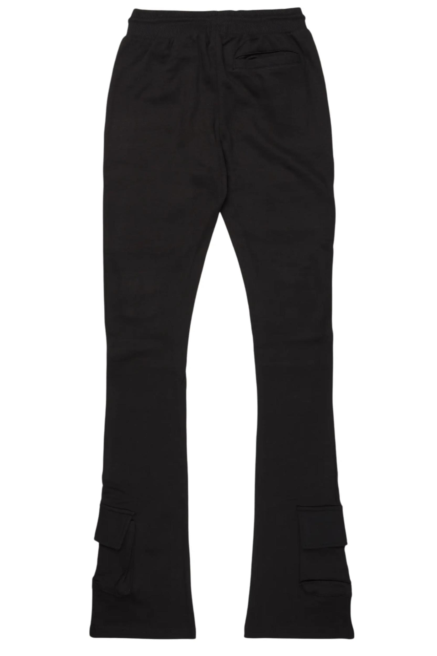 Connor Black Stacked Flare Track Pant Male Product Image