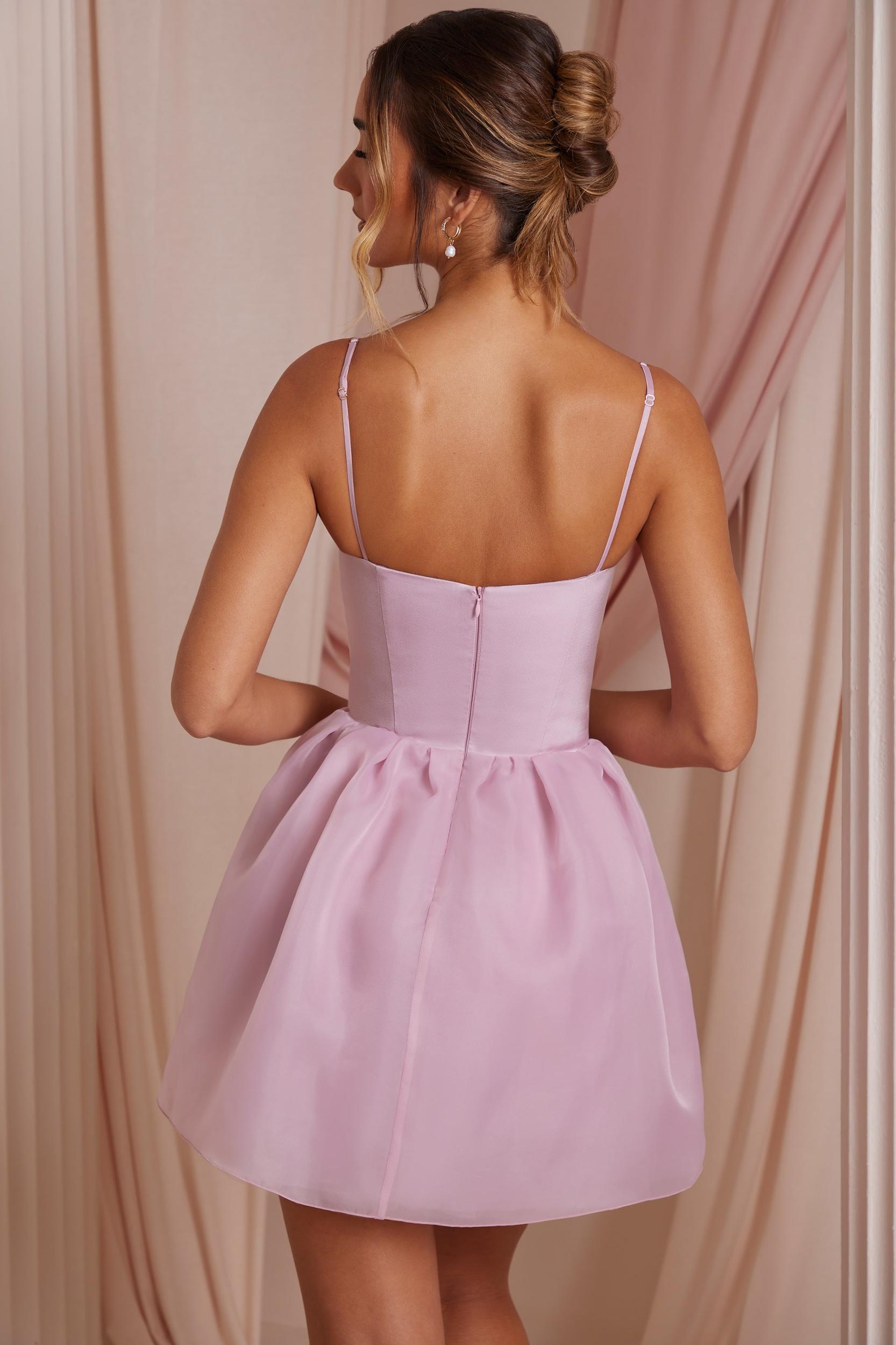 Tulle Skirt Corset Mini Dress in Dusty Pink Product Image
