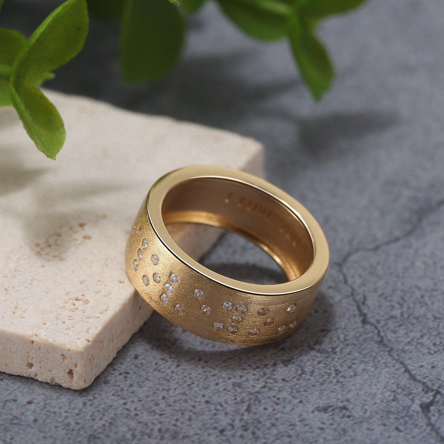 Touchstone I Love You Band Ring Brushed Gold Product Image