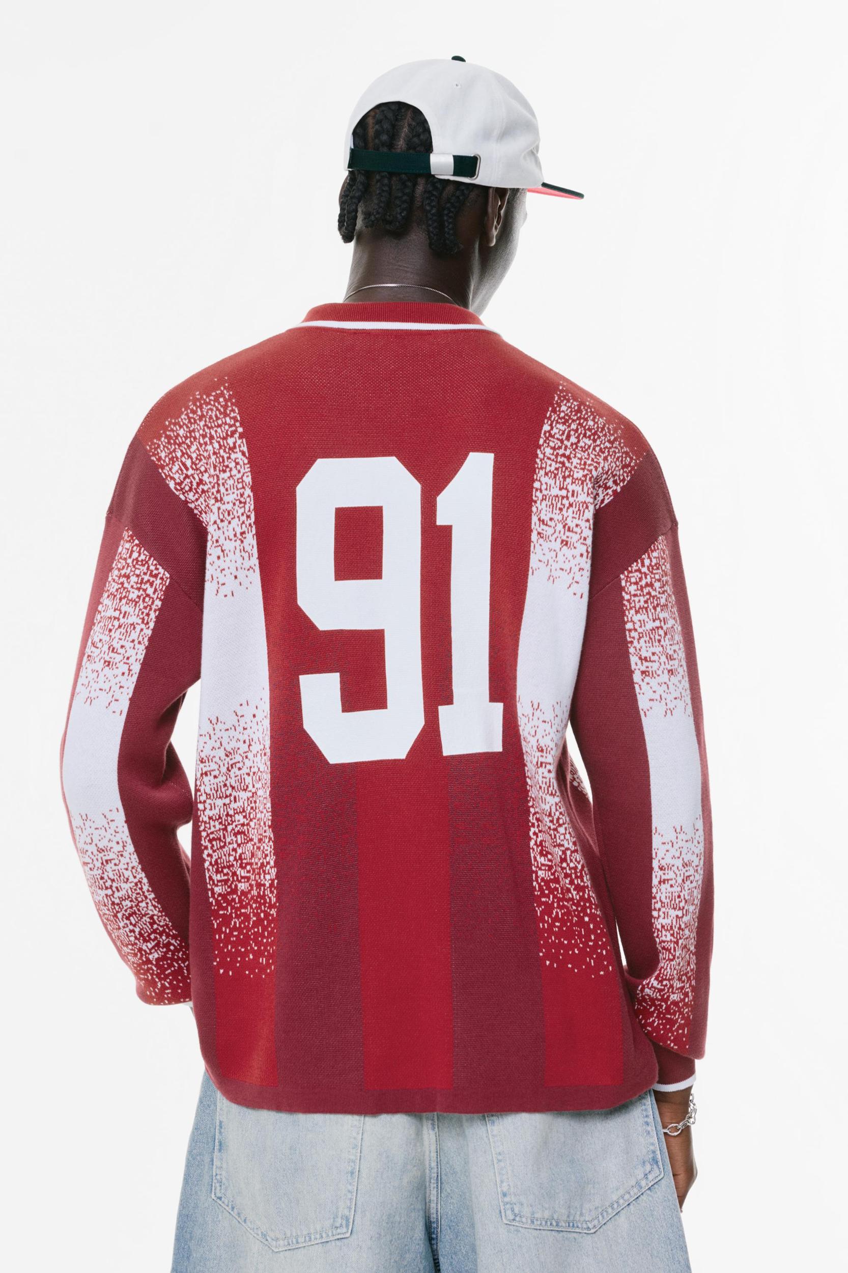 Knit football-style polo shirt 91 Product Image