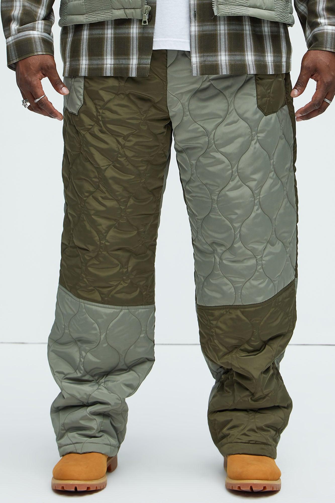 Rework Quilted Straight Pants - Green/combo Product Image