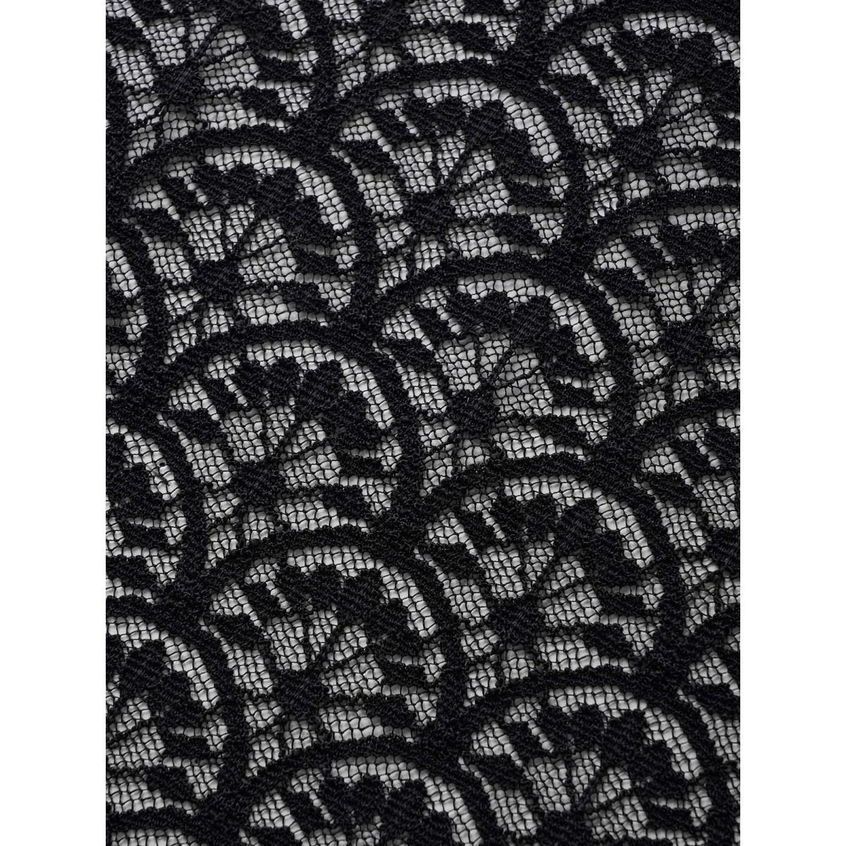 Plus Size Crochet Lace Mesh Twist Swim Dress Women's Swimwear Black Beach Bodycon Heart neckline High stretch Curve Swim Dresses BloomChic 10/M Product Image