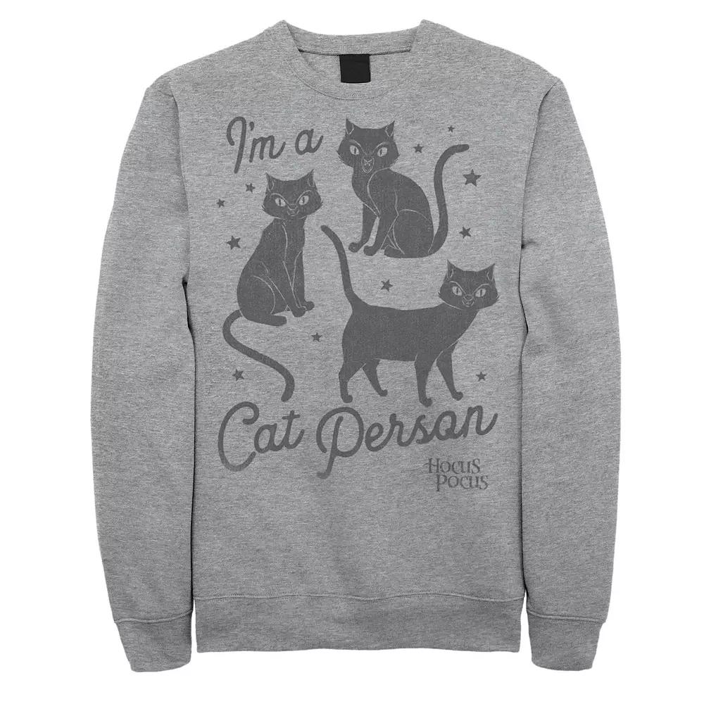 Men's Hocus Pocus Cat Person Text Sweatshirt, Size: 3XL, Athletic Grey Product Image