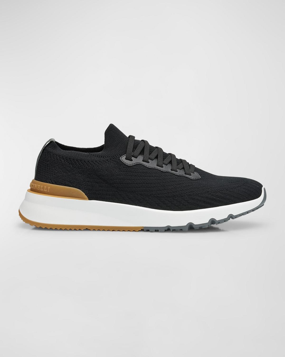 Men's Grained Calfskin Low-Top Sneakers Product Image