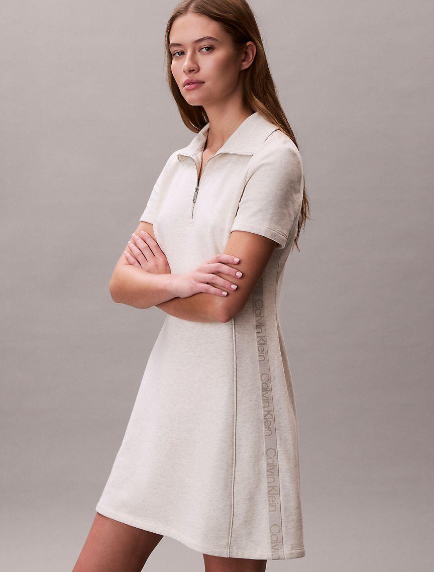 French Terry Logo Tape Quarter Zip Dress Product Image