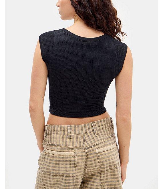 BDG Urban Outfitters Knockout Cap Sleeve Lace-Up Front Crop Top Product Image