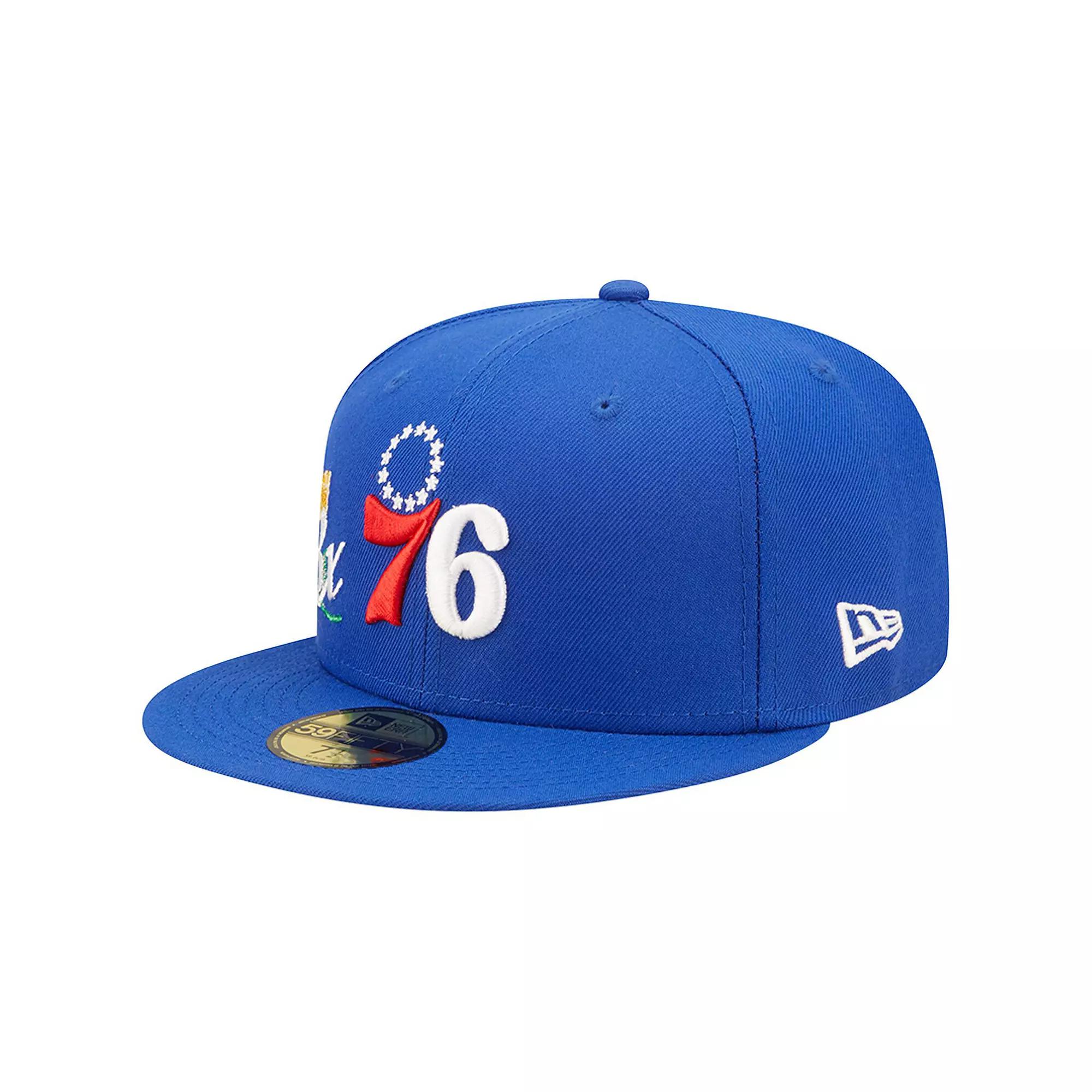 Men's New Era Royal Philadelphia 76ers 3x NBA Finals Champions Crown 59FIFTY Fitted Hat,  Product Image