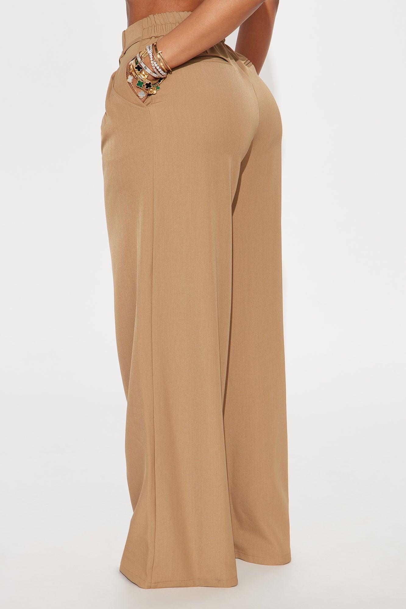 Elevated Position Belted Wide Leg Trouser Pant - Mocha Female Product Image