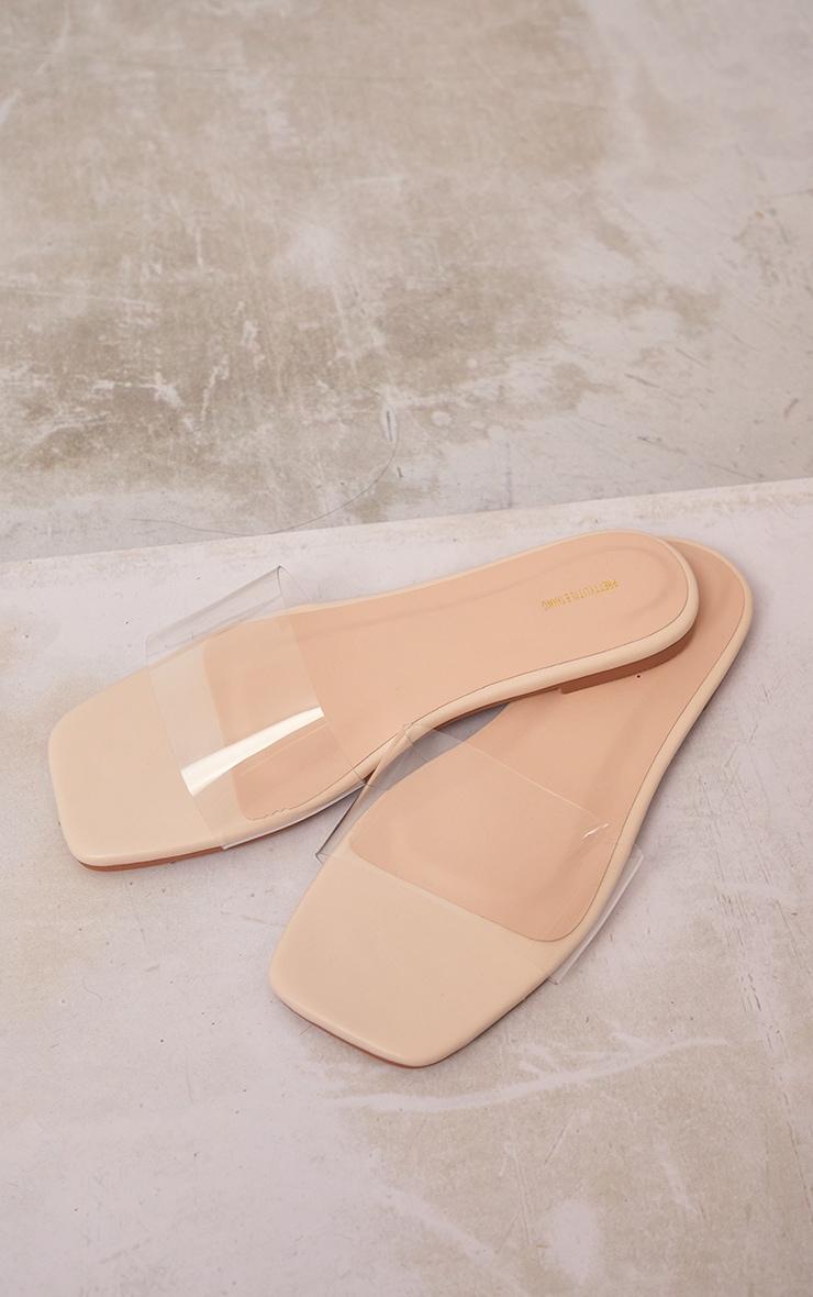 Cream Wide Fit PU Clear Strap Mule Sandals Product Image
