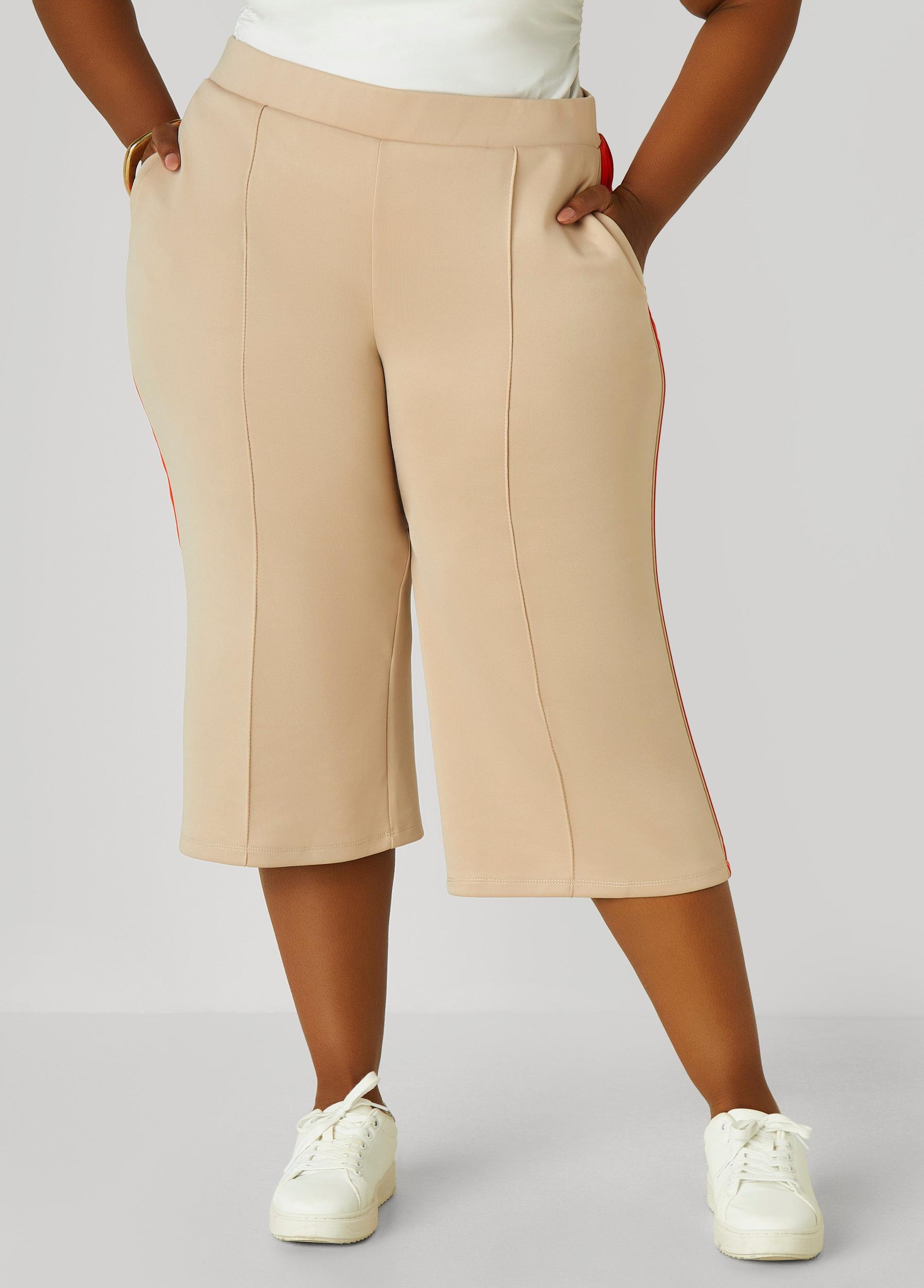 Plus Size Stripe Trimmed Capris Ashley Stewart Product Image