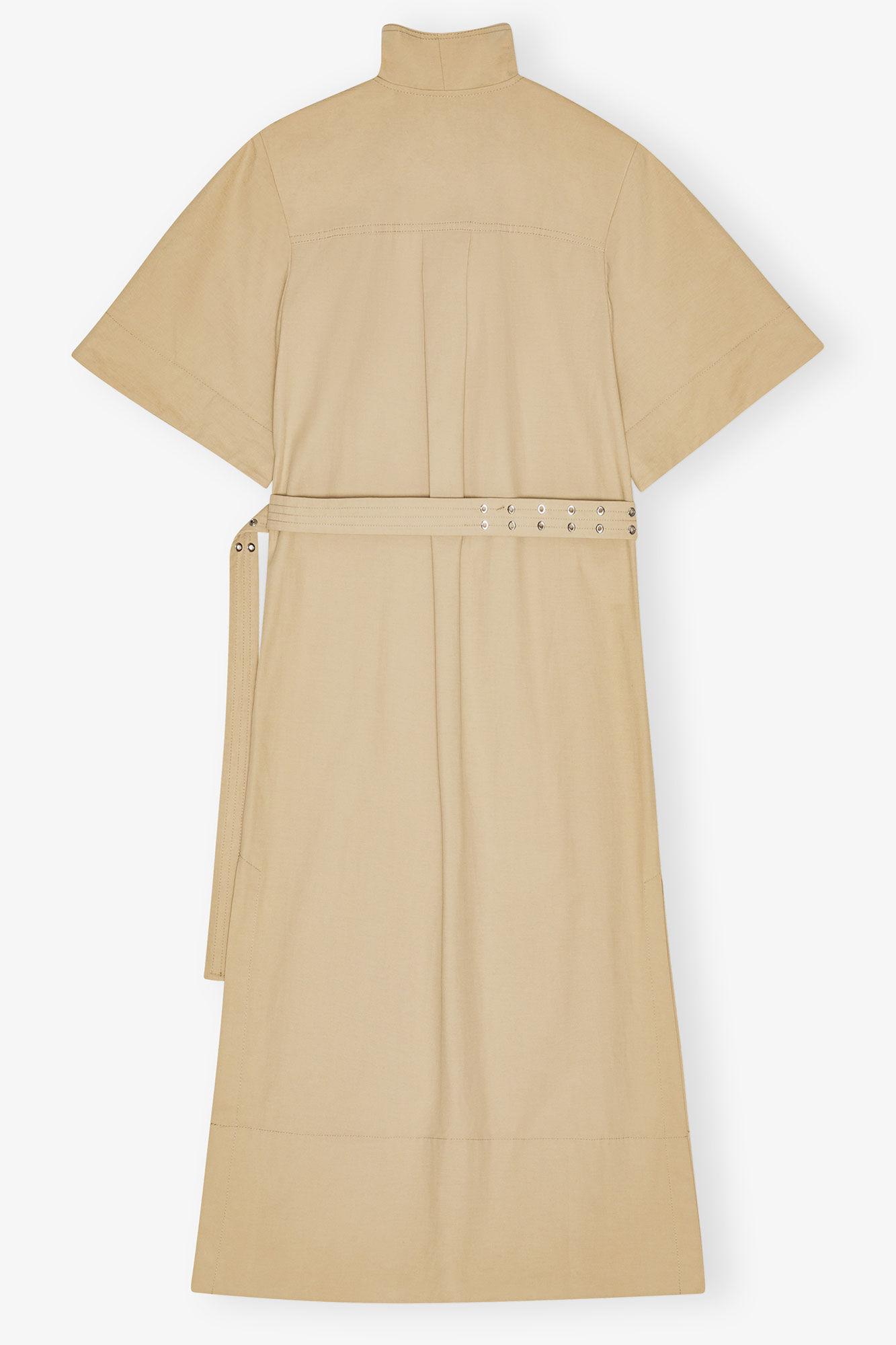 Beige Stretch Cotton Dress Product Image
