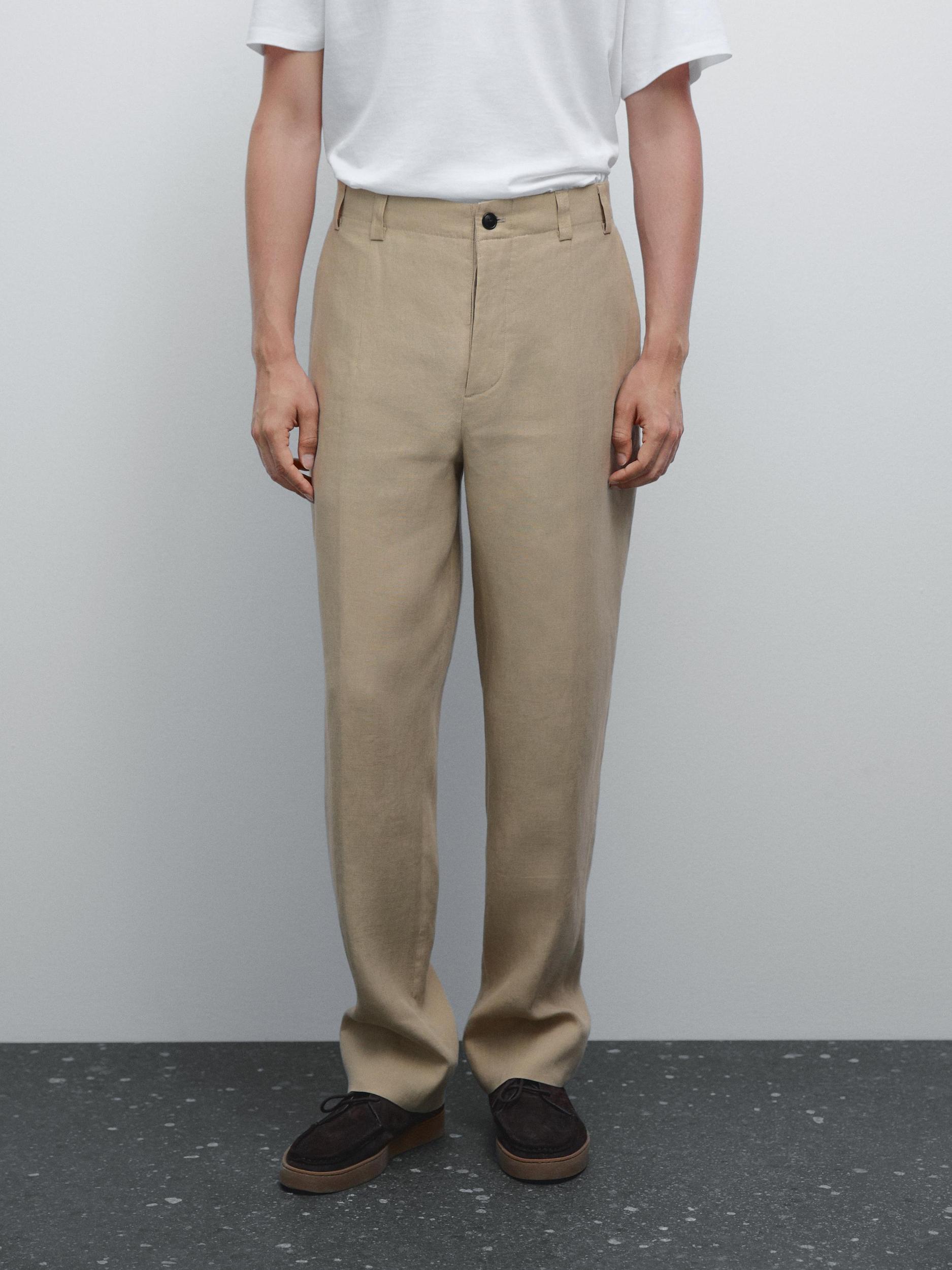 Total look 100% linen trousers Product Image