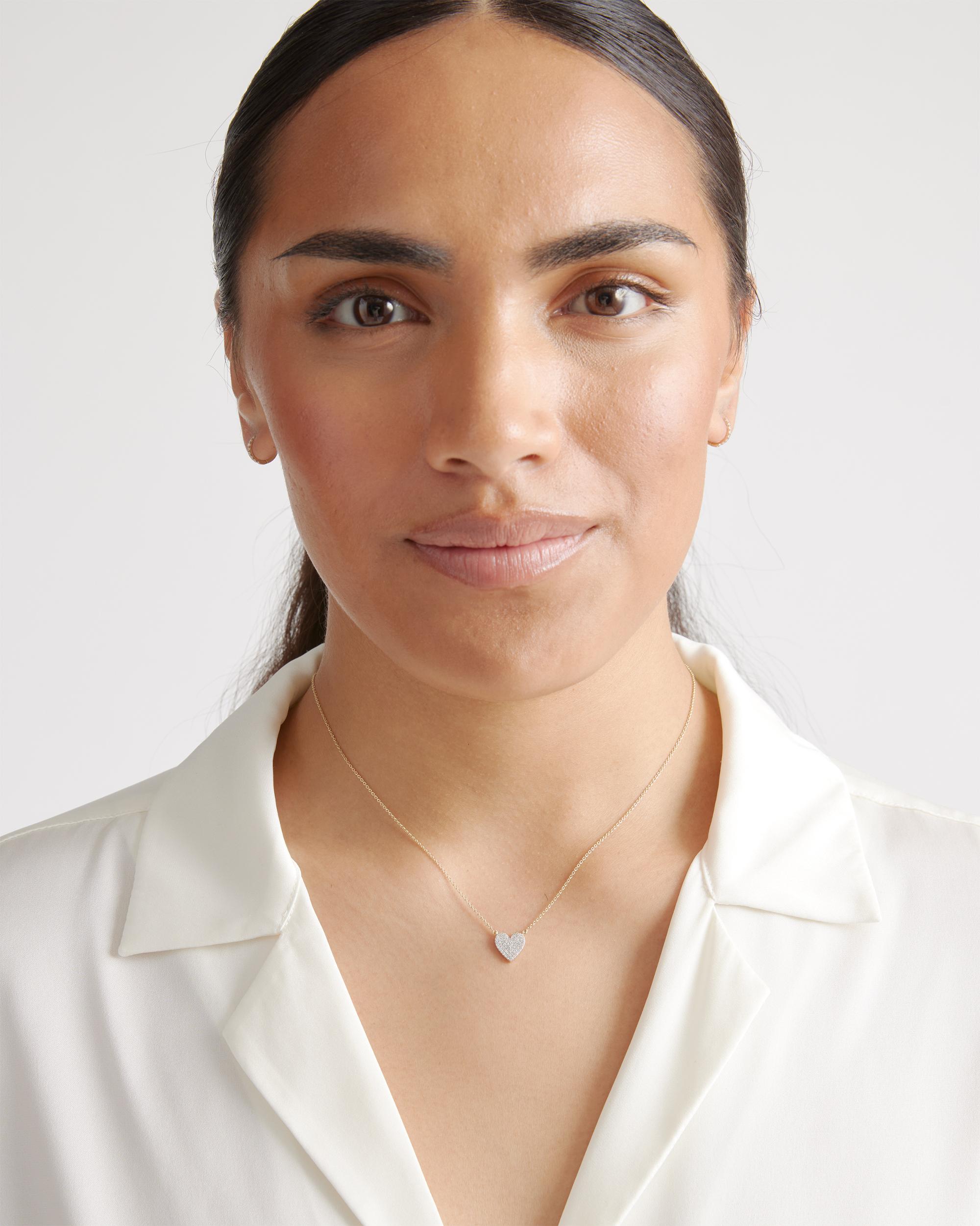 Quince | Women's 14K Gold Dainty Diamond Mini Heart Necklace Product Image