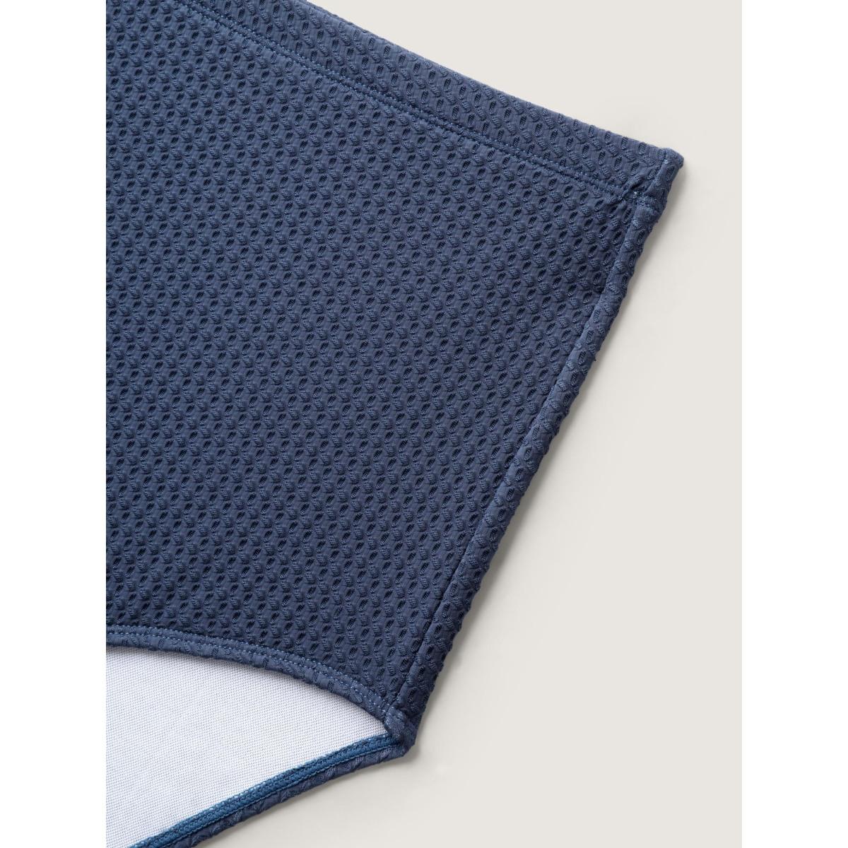 Plus Size Textured Twist Front Solid Swim Dress Women's Swimwear Indigo Resort Bodycon Heart neckline High stretch Curve Swim Dresses BloomChic 18-20/2X Product Image