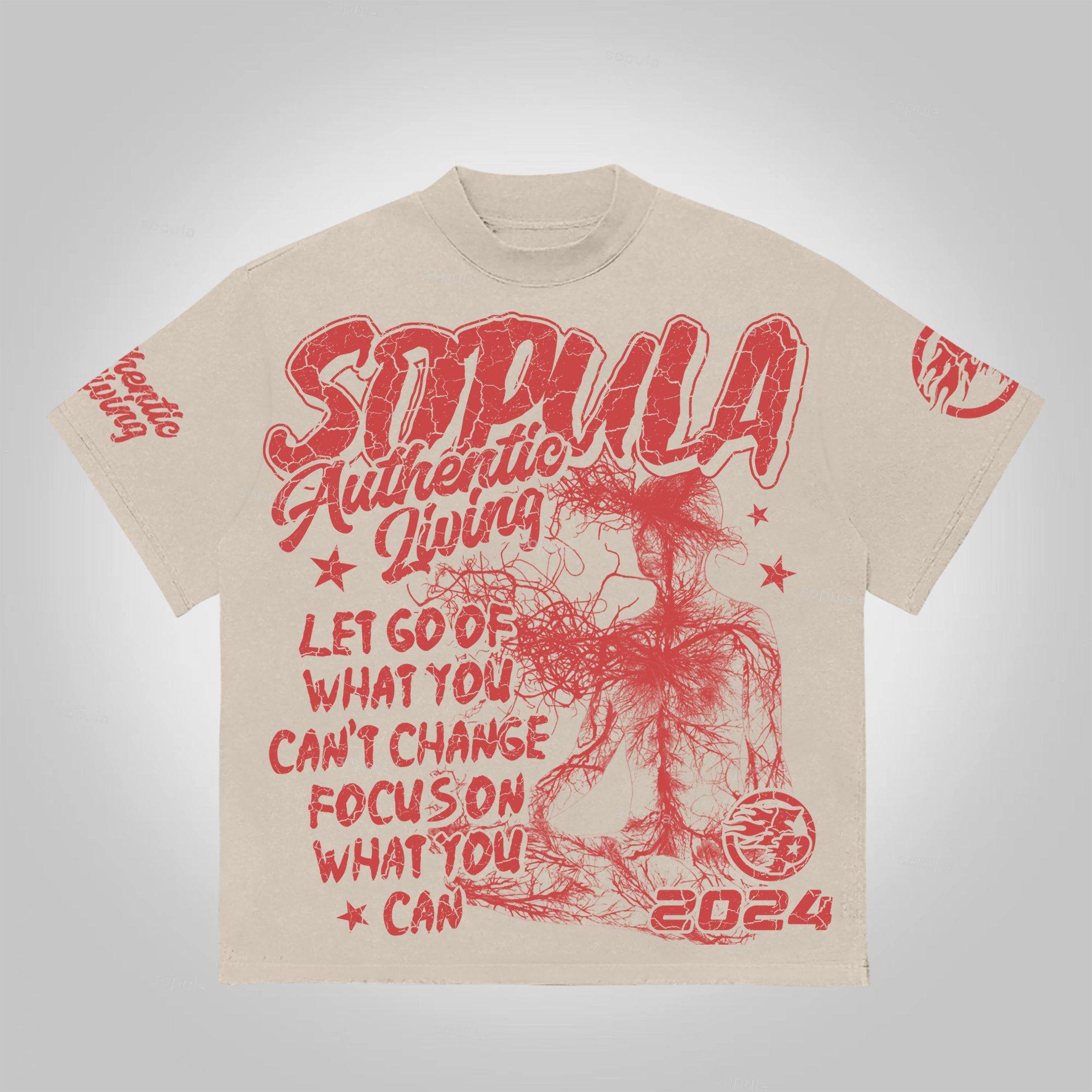Sopula Studio Real Wise Vintage Print Pattern Cotton T-Shirt Product Image