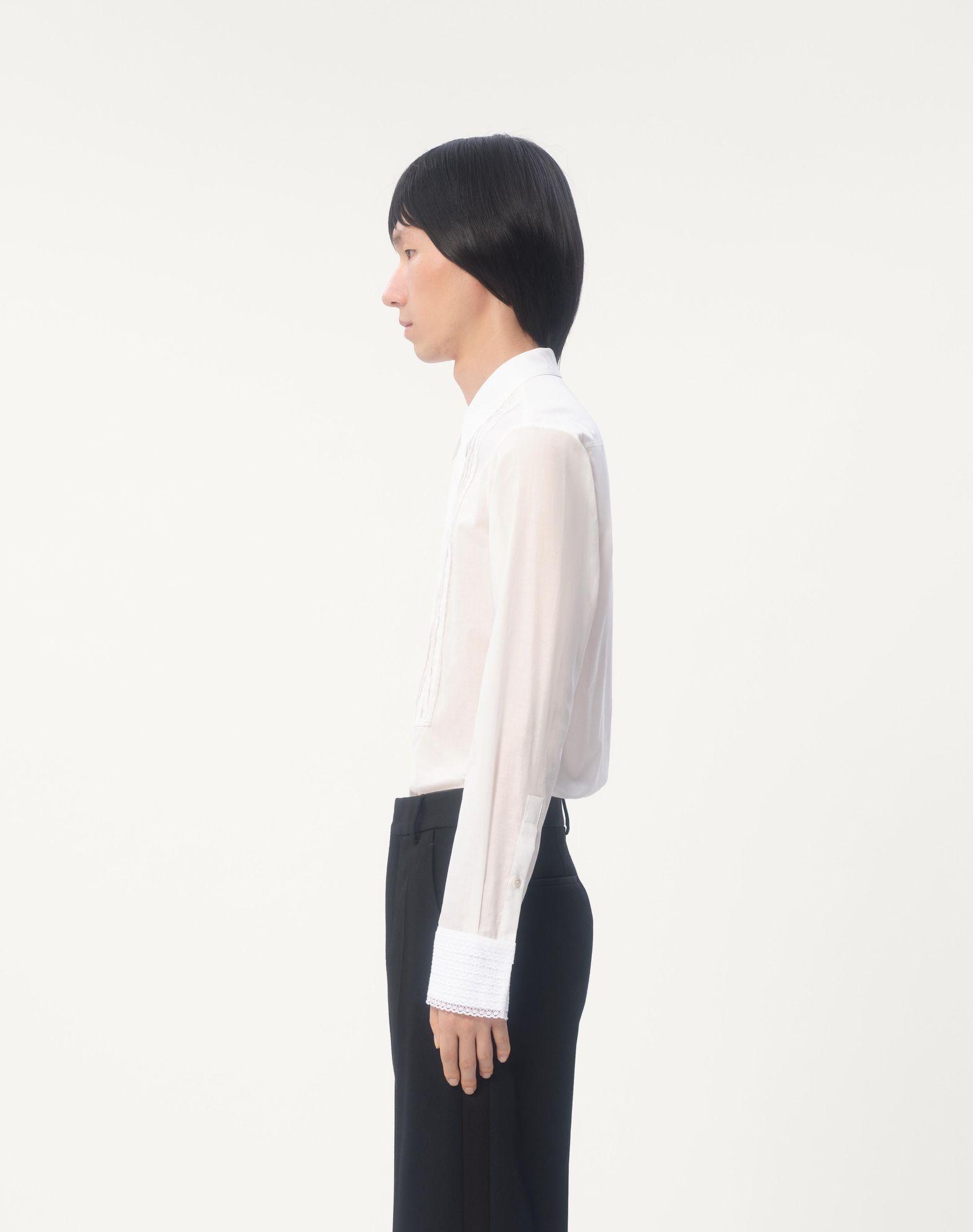 Cotton Muslin Shirt With Plastron And Lace Details Product Image