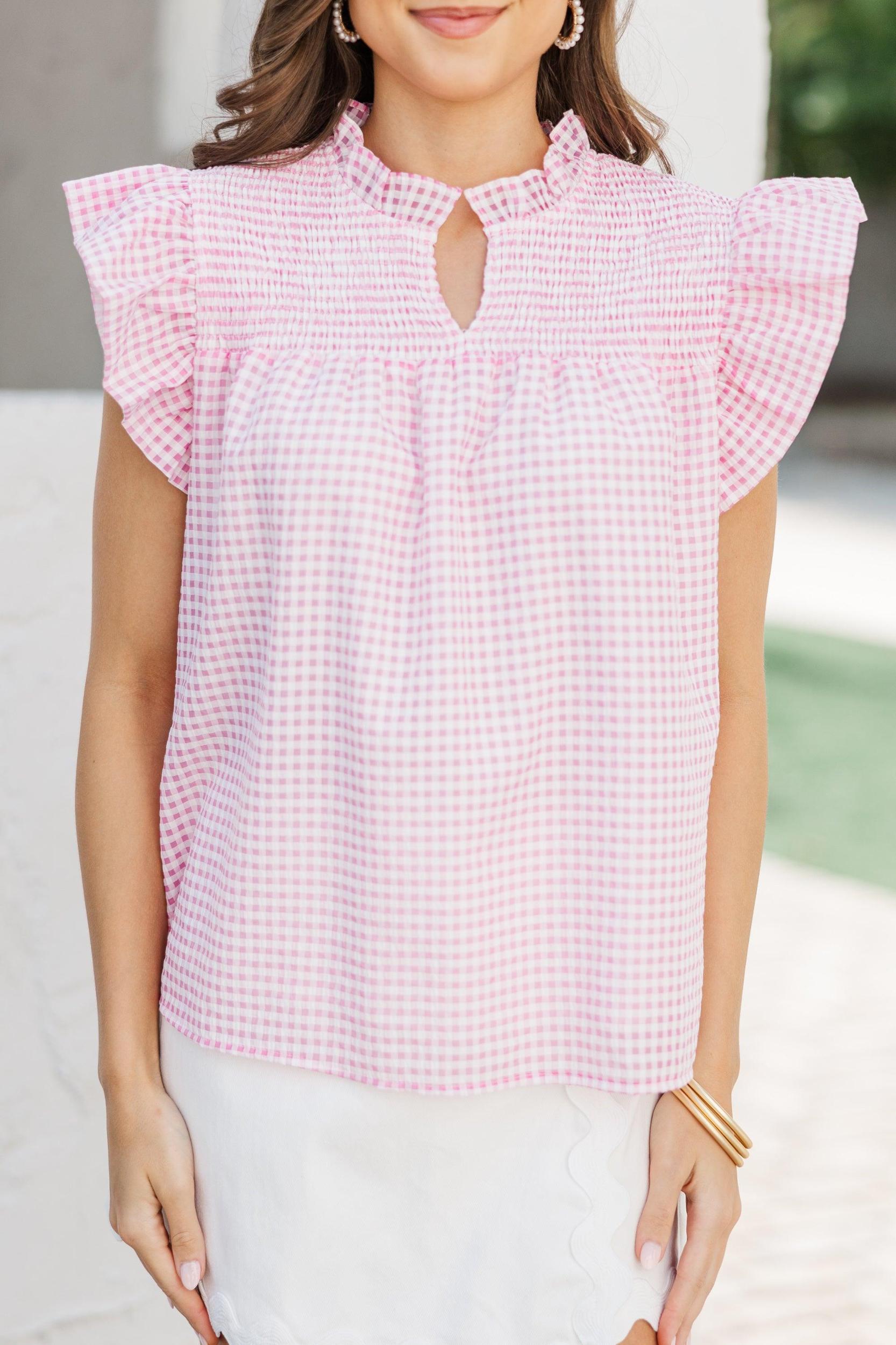 Sunday Dreaming Pink Gingham Blouse Female Product Image