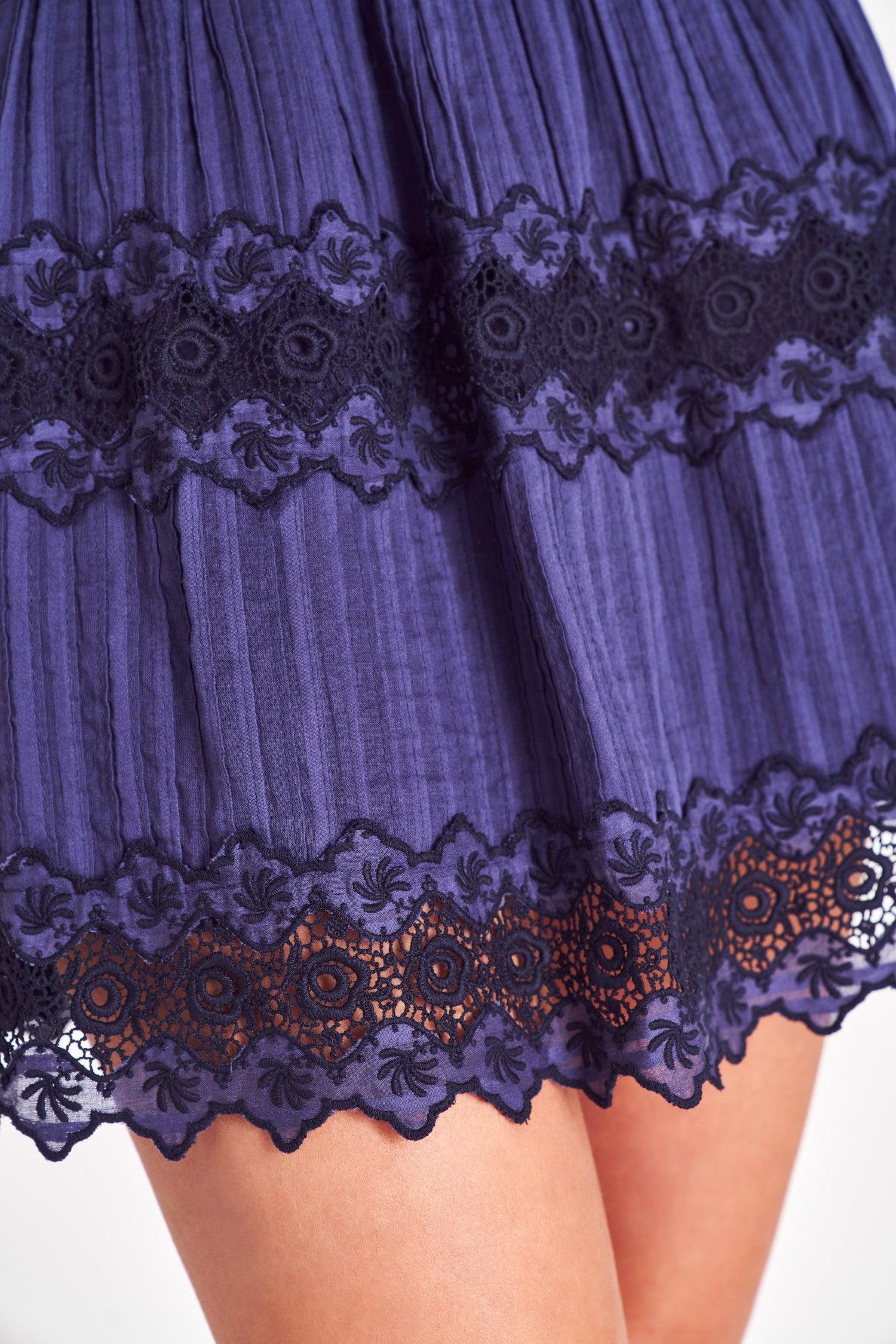 Cinnamon Striped Cotton Mini Dress Product Image