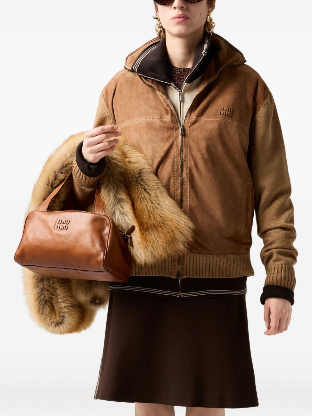 knitted-cuffs zip-front sweatshirt Product Image