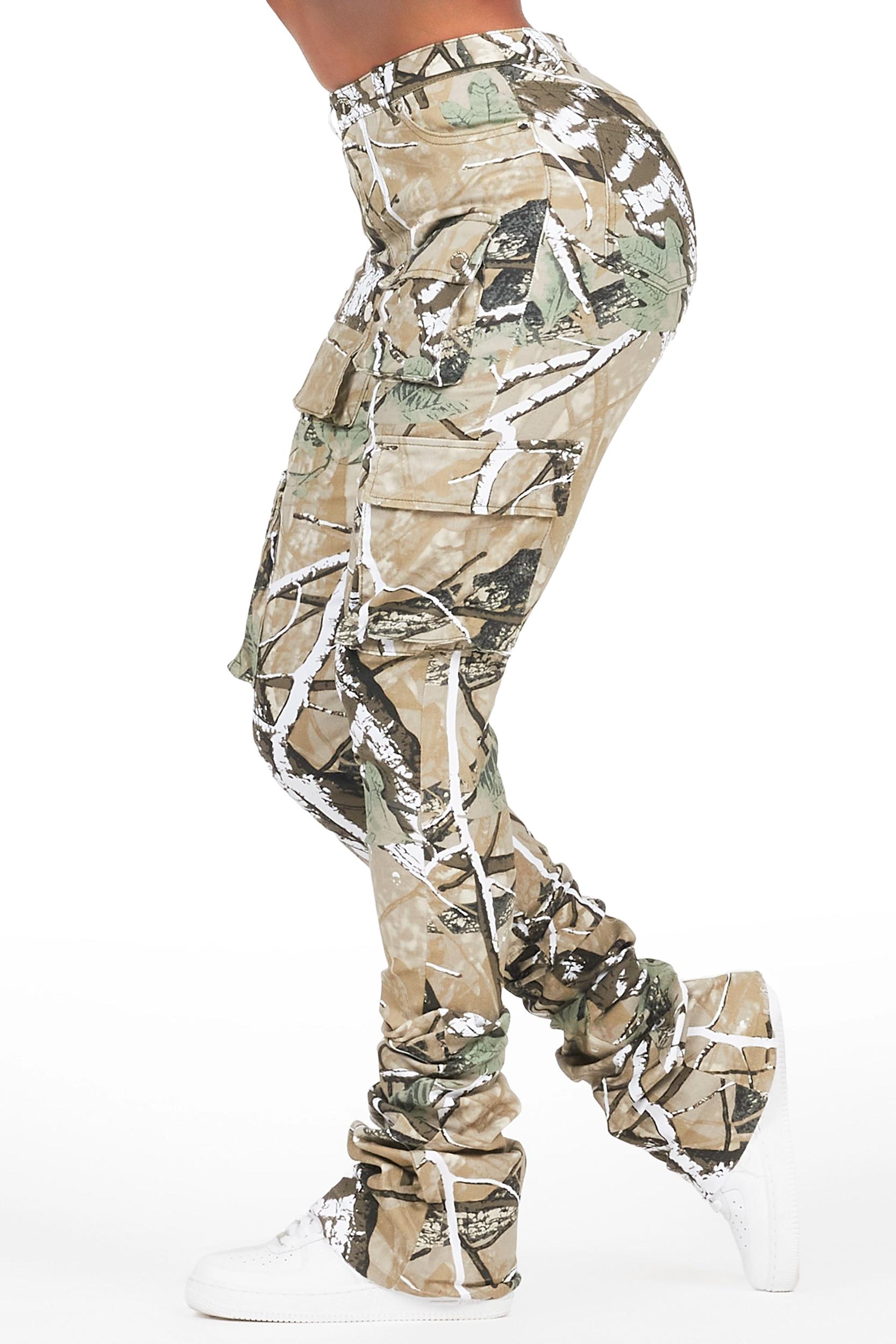 Noor Tree Camo Cargo Super Stacked Jean Female Product Image