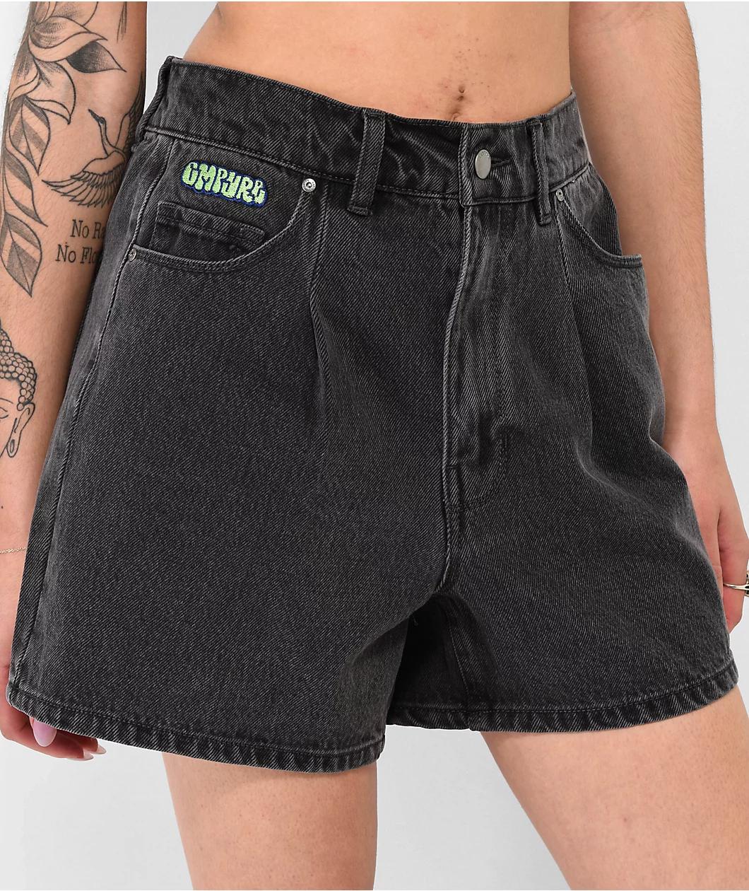 Empyre Tori Black Pleated Denim Skate Shorts Product Image