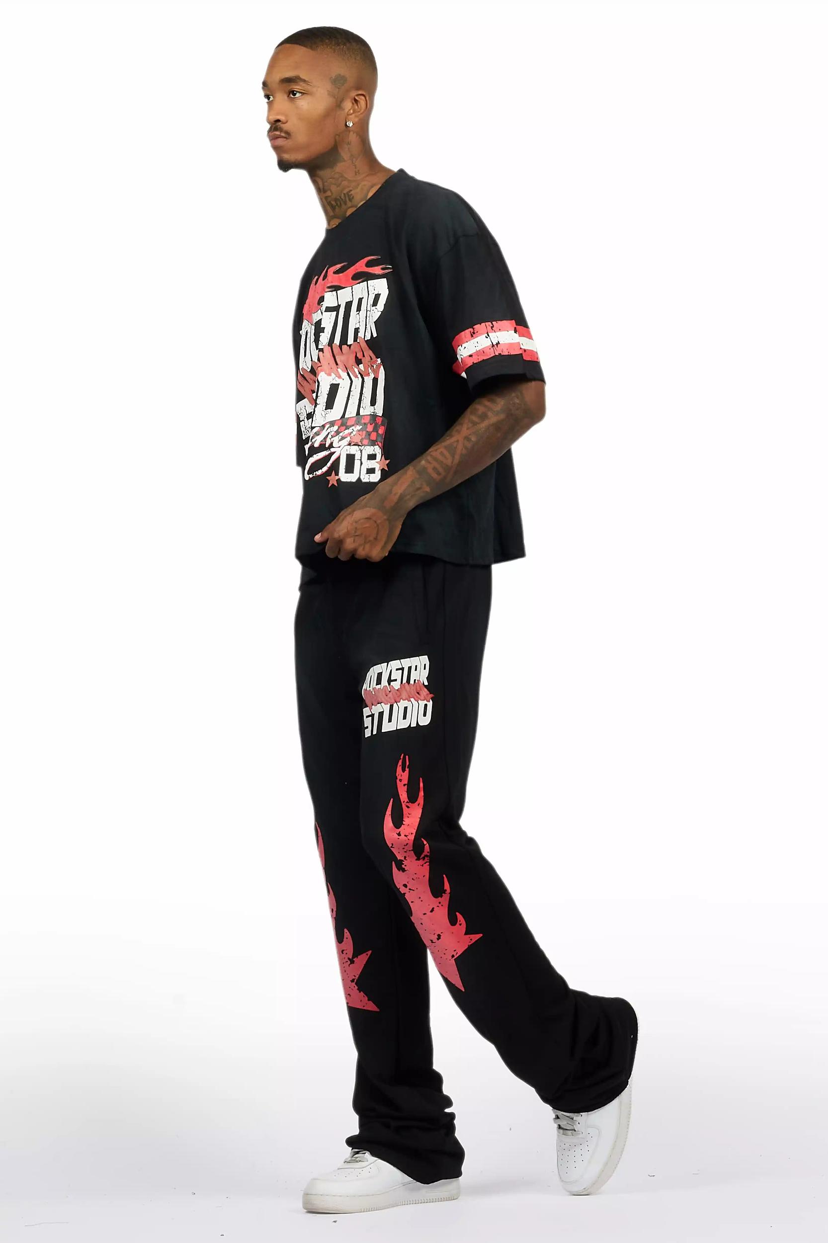 Garo Black T-Shirt/Baggy Stacked Track Set Male Product Image