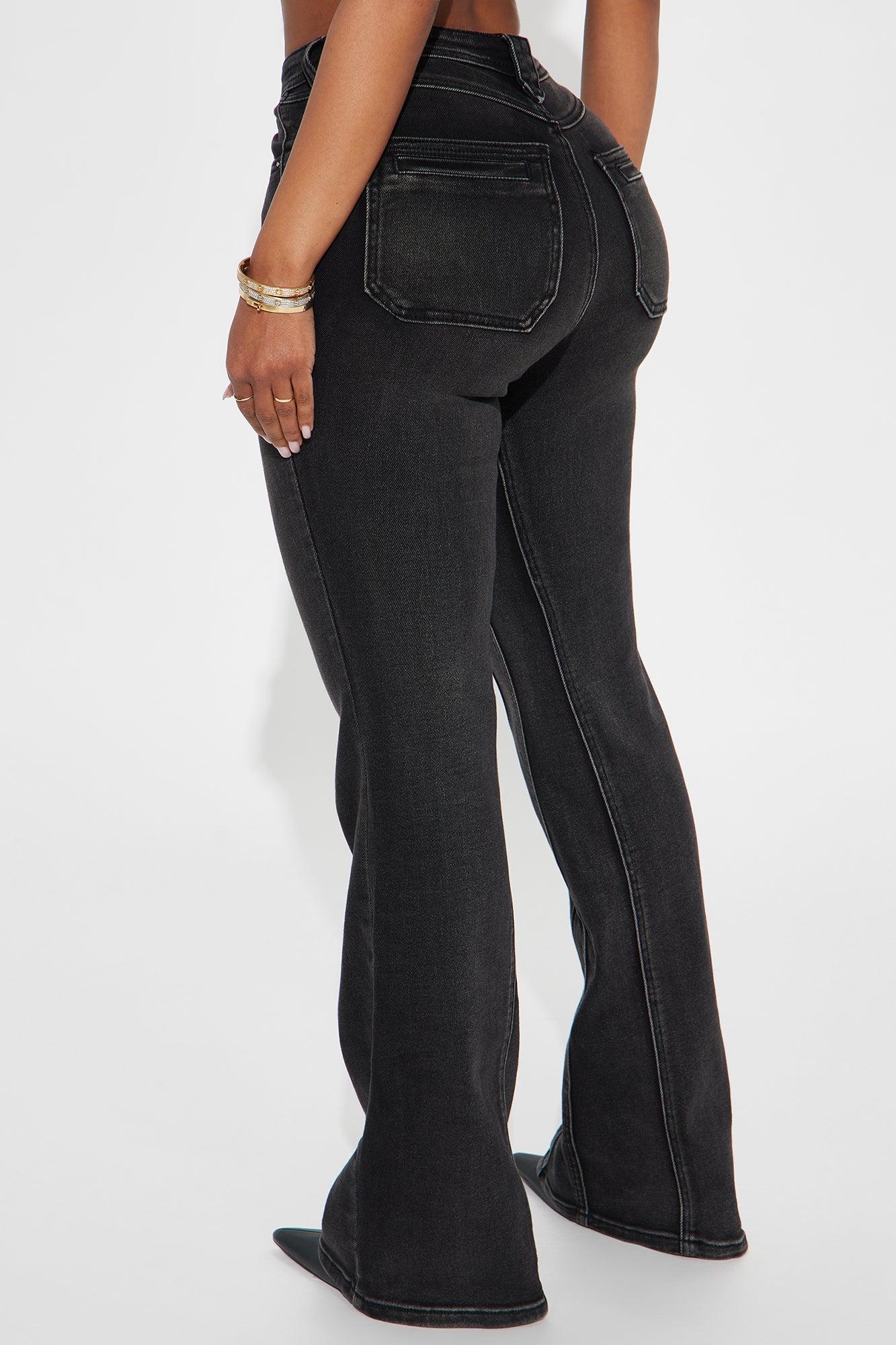 Giving Off Vibes Stretch Flare Jeans - Black Wash Product Image