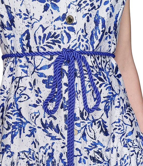 KARL LAGERFELD PARIS Floral Printed Square Neck Sleeveless A-Line Midi Dress Product Image