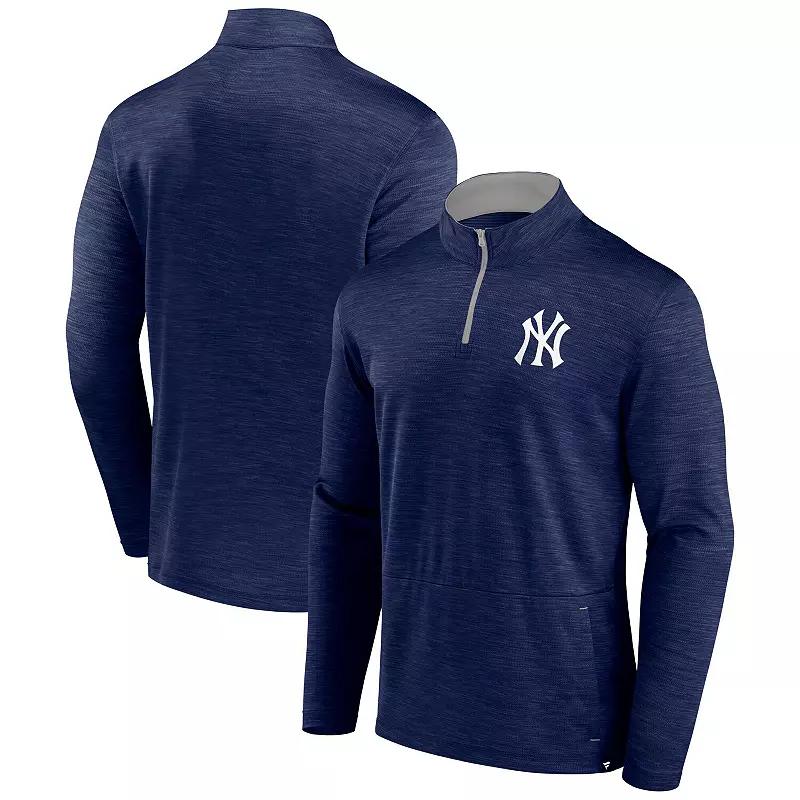 Men's Fanatics Heather Navy Milwaukee Brewers Fundamentals Quarter-Zip Pullover,  Product Image