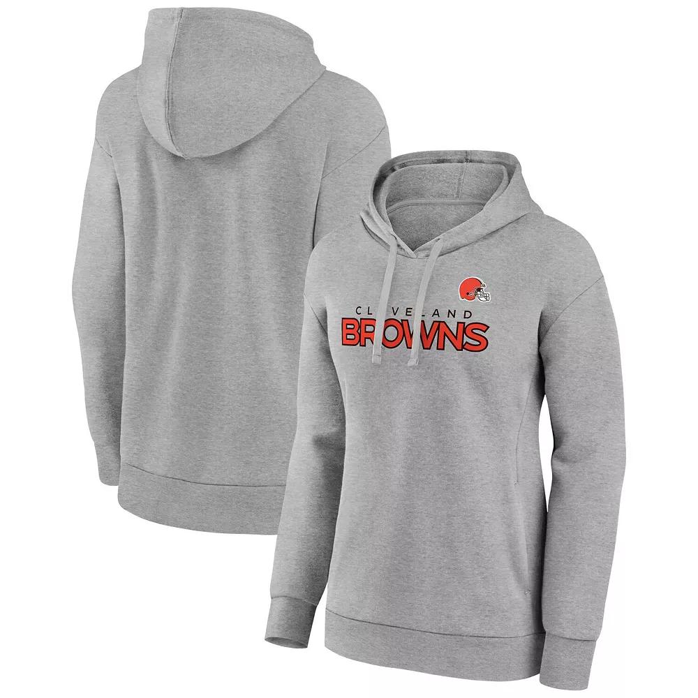 Women's Fanatics Heather Gray Cleveland Browns Iconic Cotton Fleece Checklist Pullover Hoodie,  Product Image