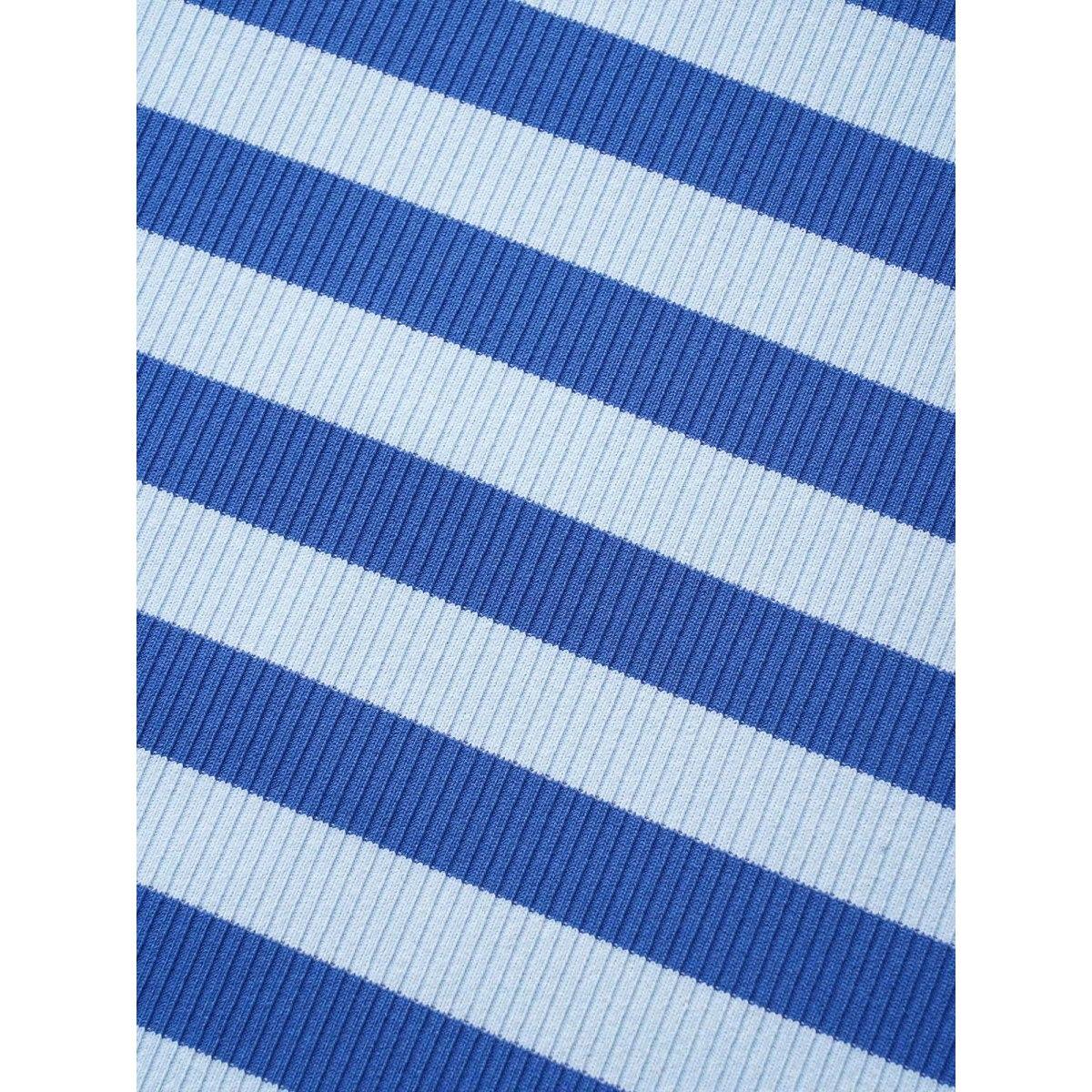 Plus Size Heart Neckline Striped Pit Strip Ruched T-shirt Brightblue Women Casual Gathered Heart neckline Everyday T-shirts BloomChic 28/5X Product Image