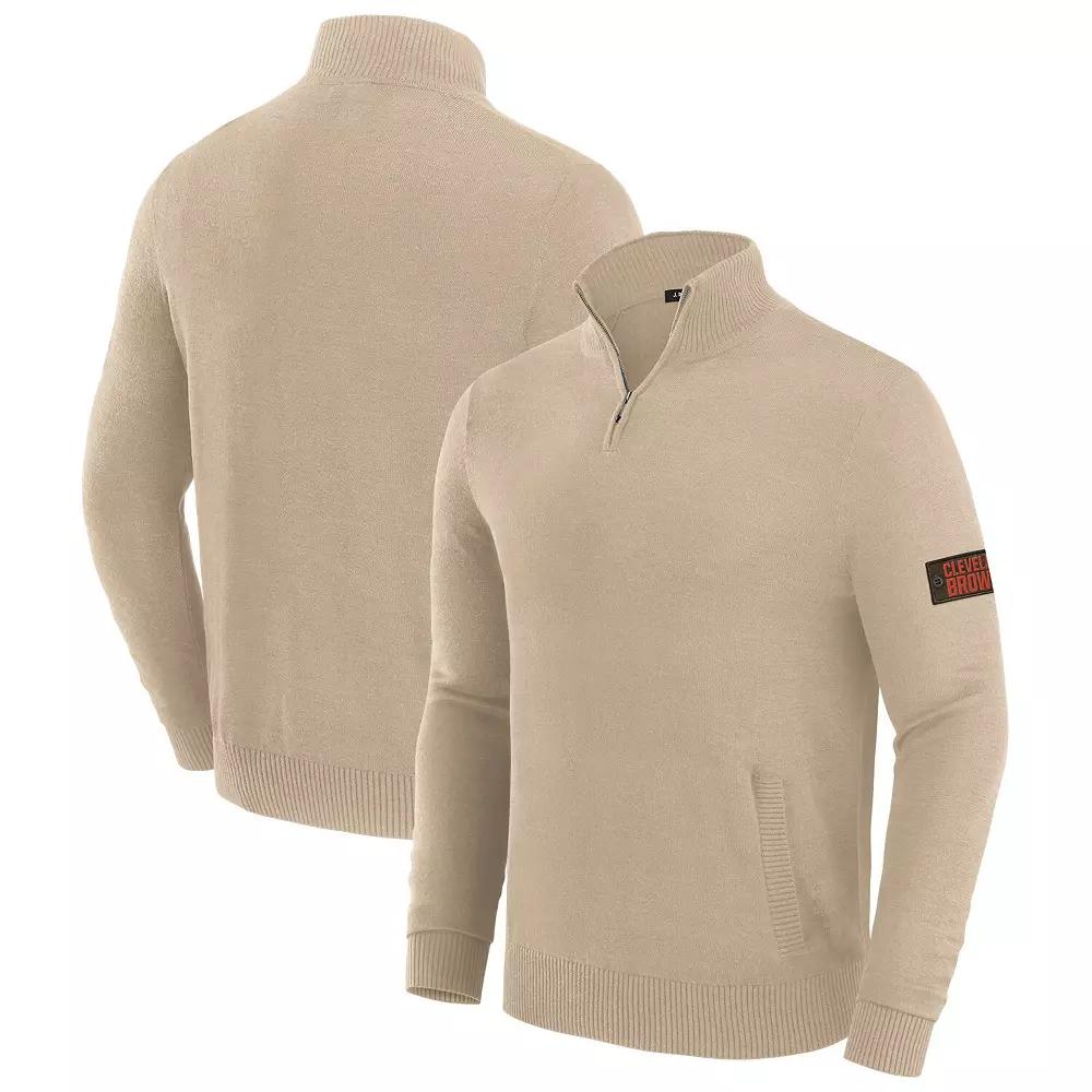 Men's J. Palmer Cream Detroit Lions Franchise Quarter-Zip Sweater,  Product Image