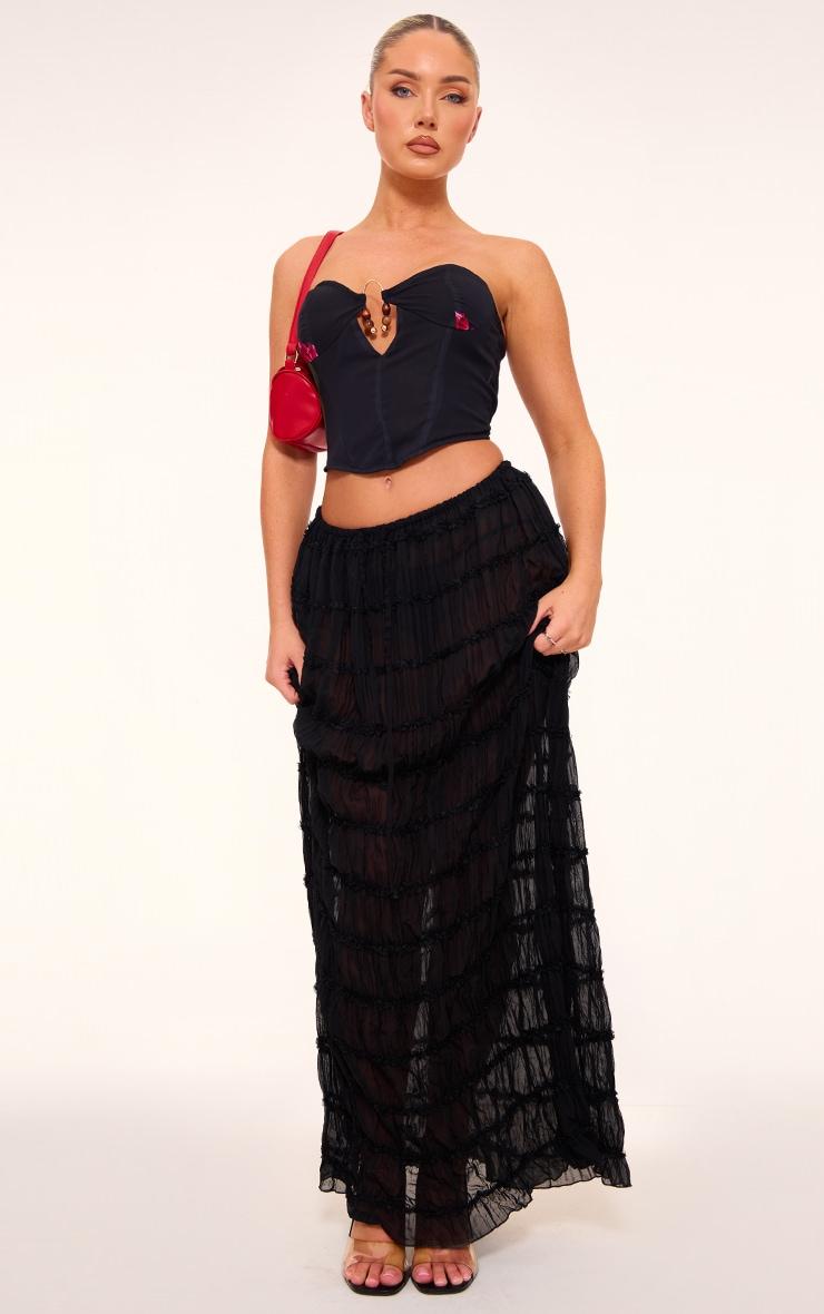 Black Chiffon Printed Bandeau Corset Product Image