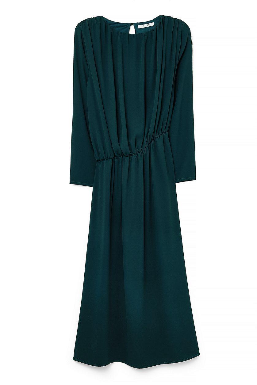 Asymmetric Waist Draped Midi Dress Product Image