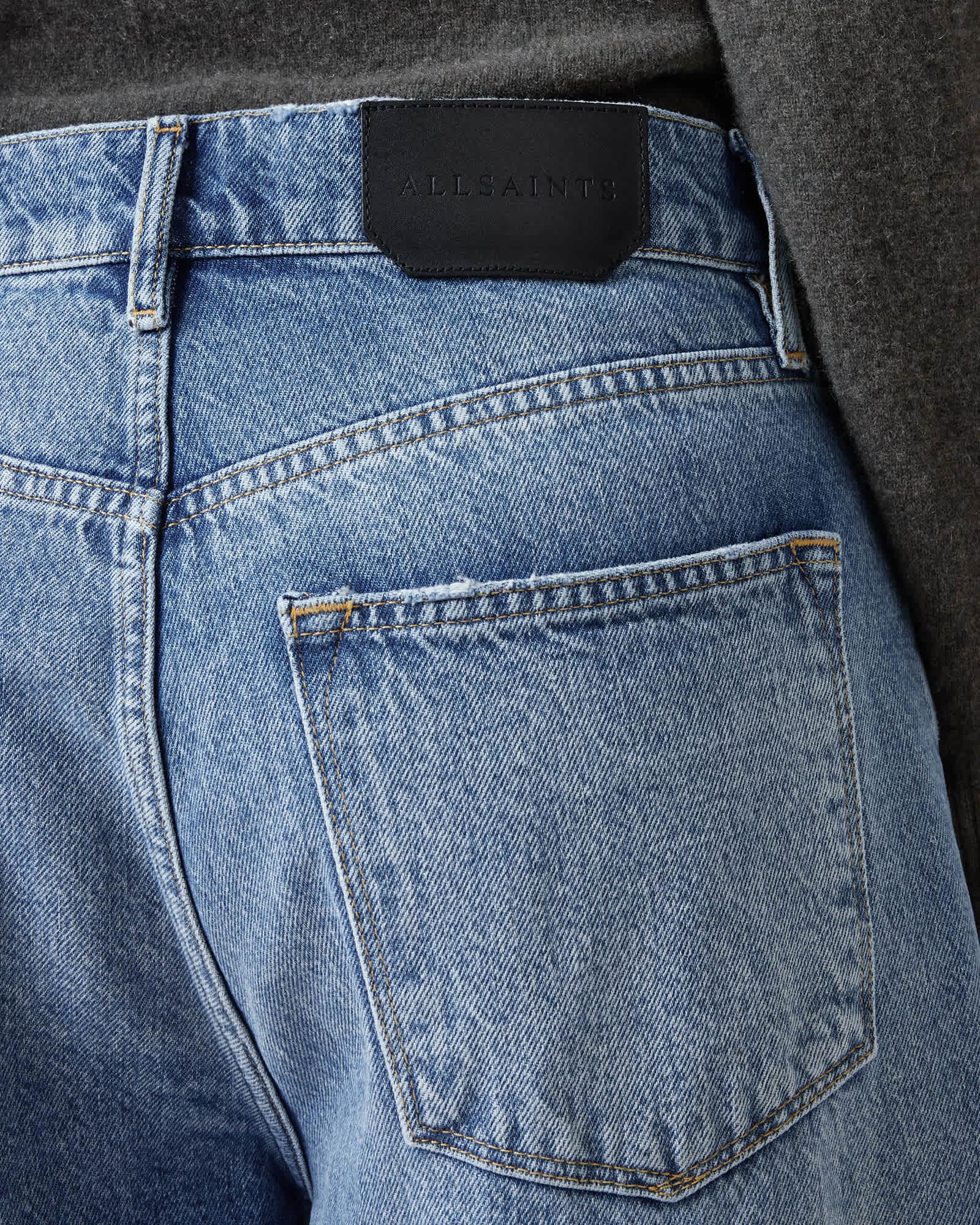 Aki Crossover Wide Leg Denim Jeans Light Indigo | ALLSAINTS US Product Image