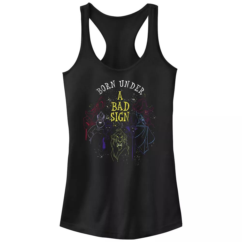 Disney Villains Born Under A Bad Sign Juniors' Racerback Tank Top, Girl's, Size: XL, Black Product Image