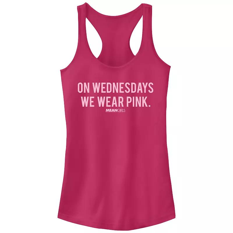Juniors' Mean Girls On Wednesdays We Wear Pink Graphic Racerback Tank Top, Girl's,  Product Image