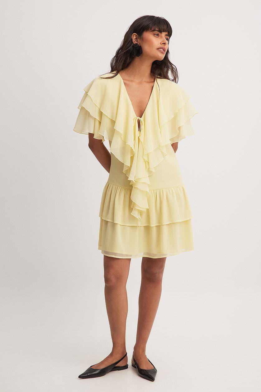 Chiffon Ruffles Detail Mini Dress Product Image
