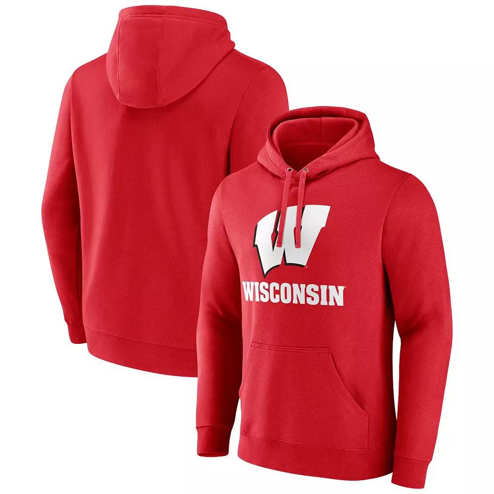 Men's Fanatics Red Wisconsin Badgers Team Lockup Pullover Hoodie,  Product Image