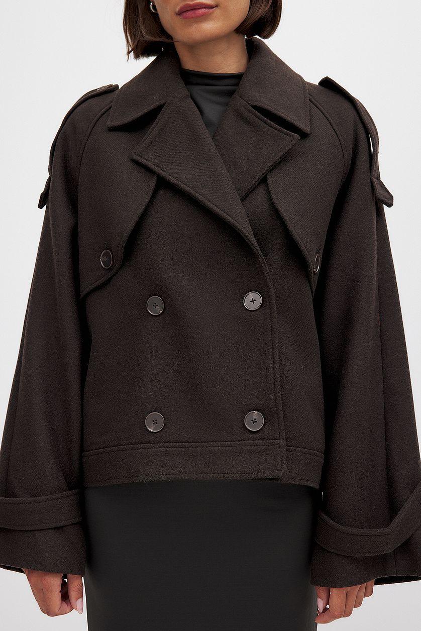 Short Wool Blend Raglan Jacket Product Image