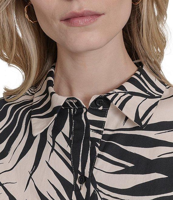 Vince Camuto Printed Woven Point Collar Cap Sleeve Midi Shirt Dress Product Image