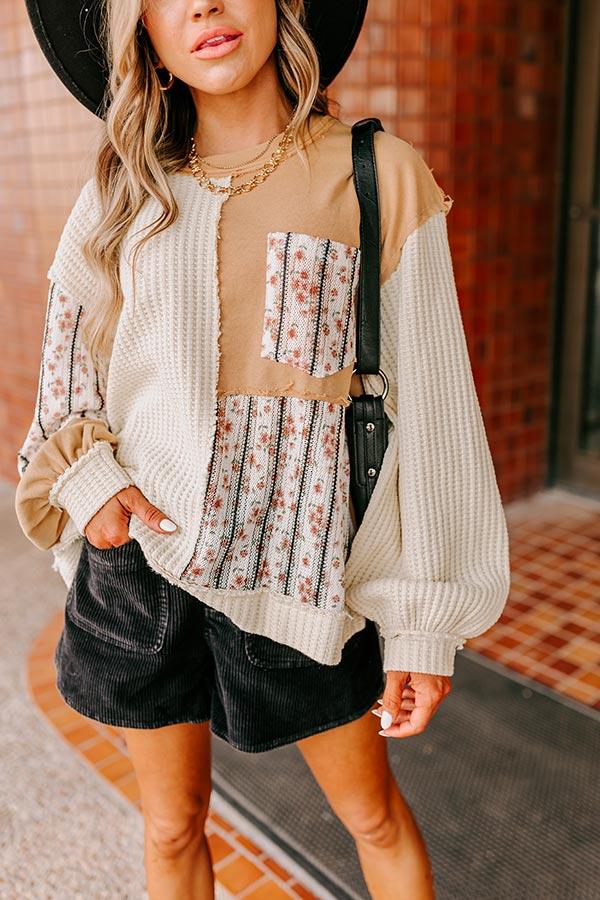 Pumpkin Picking Knit Color Block Top Product Image