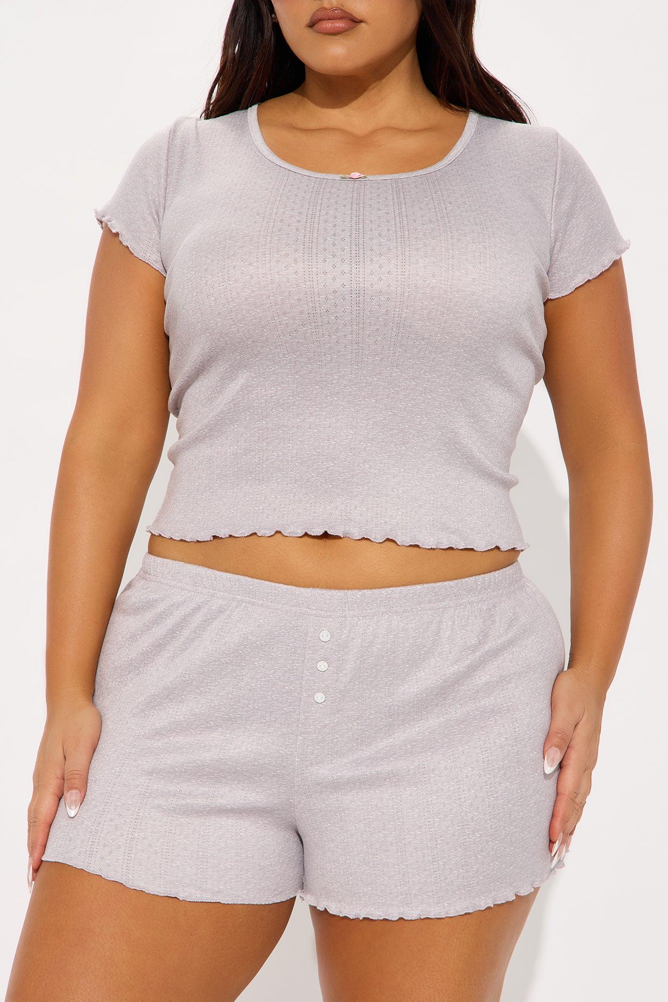 Stay Comfy Pointelle PJ Short Set - Heather Grey Product Image