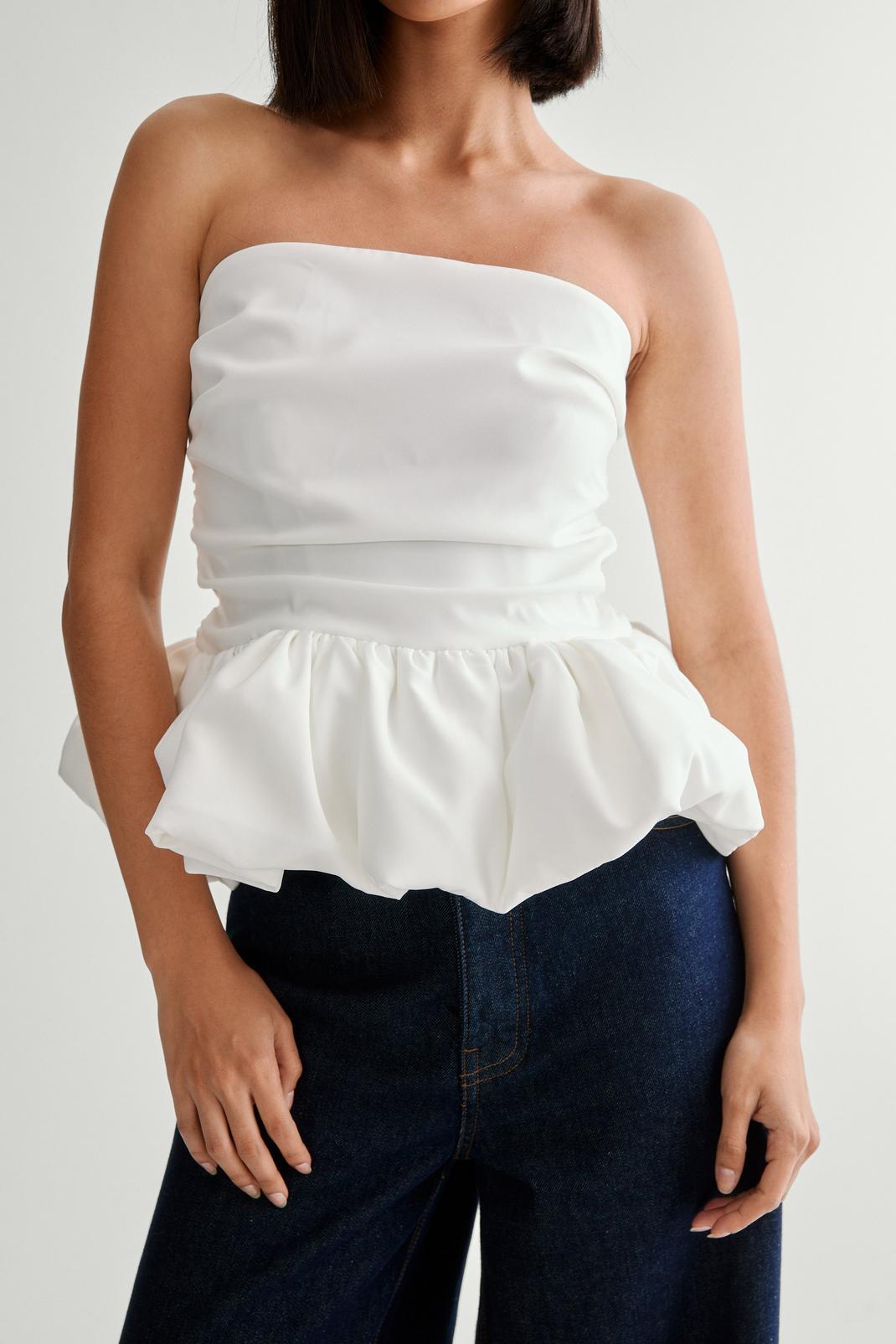 Tailored Puffball Hem Top Product Image