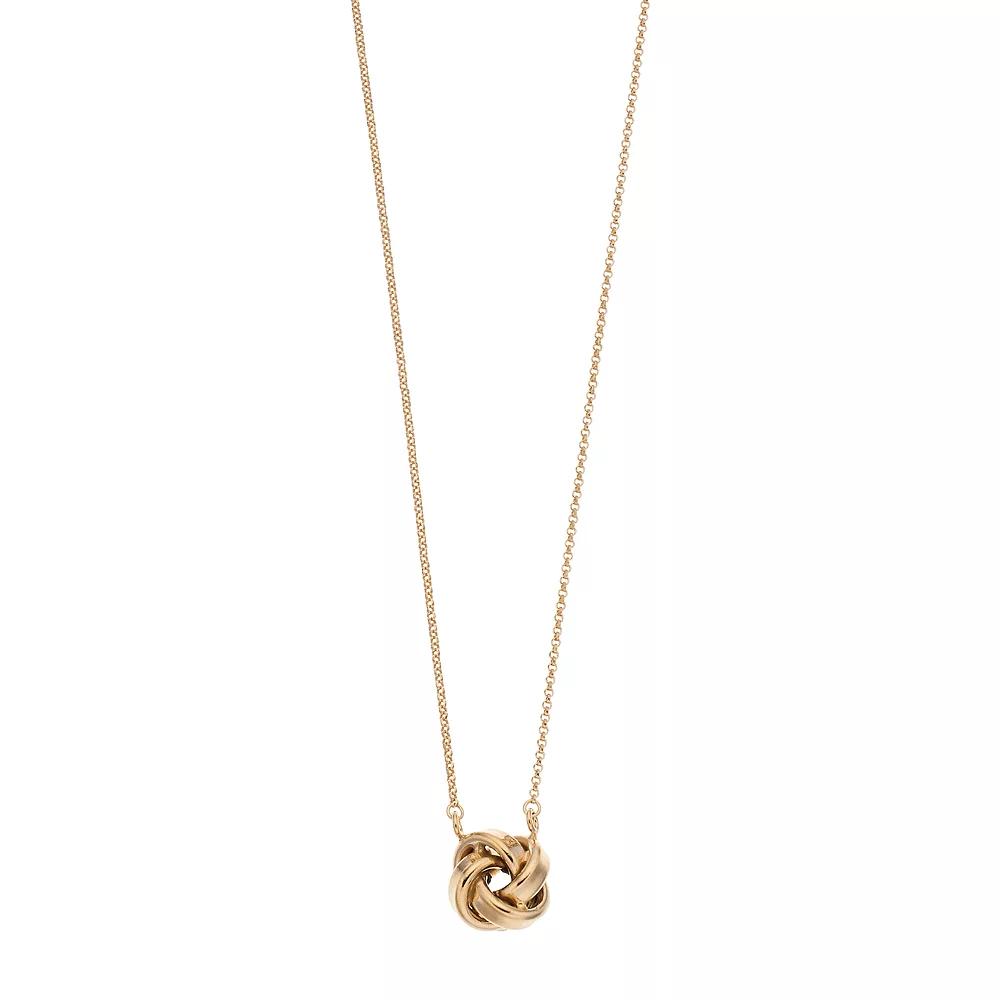 Sterling Silver Love Knot Necklace, Women's, Size: 18", 14k Gold Over Product Image