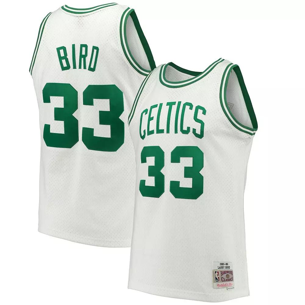 Men's Mitchell & Ness Larry Bird White Boston Celtics Hardwood Classics Swingman Jersey,  Product Image