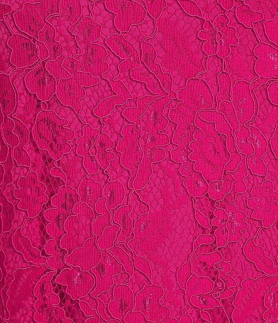 Caroline Plus Size Floral Lace Round Neck 3/4 Sleeve Bodice Lined Shift Dress Product Image