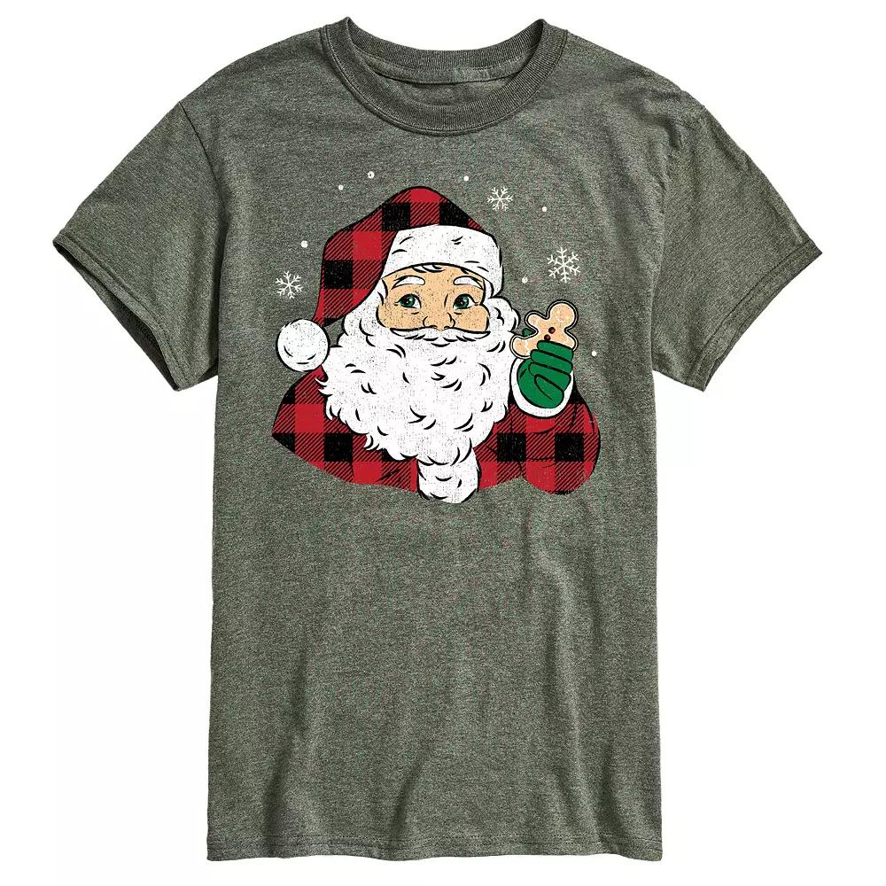 Men's Vintage Santa Plaid Cookie Graphic Tee,  Product Image